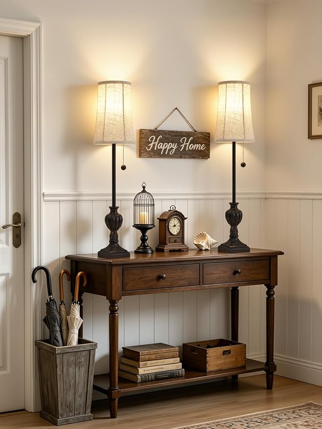 EJIAXIN Buffet Table Lamps Set of 2-28" Tall Skinny Black Resin Table Lamp - Image 6