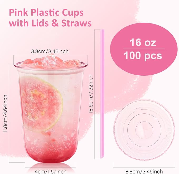 tchrules 100 Set 16oz Plastic Cups - Image 2