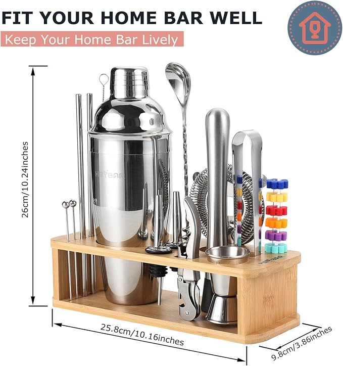 HMYBAR® 22-Piece Cocktail Shaker Set, Mixology Bartender Kit - Image 2