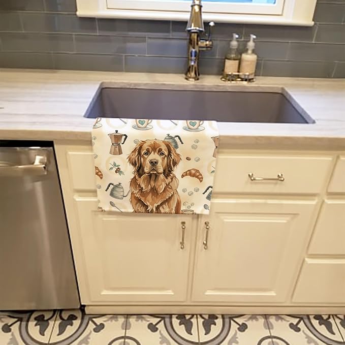 Caroline's Treasures Brown Newfoundland Coffee Bar Kitchen Towel Velour Plush - Image 2