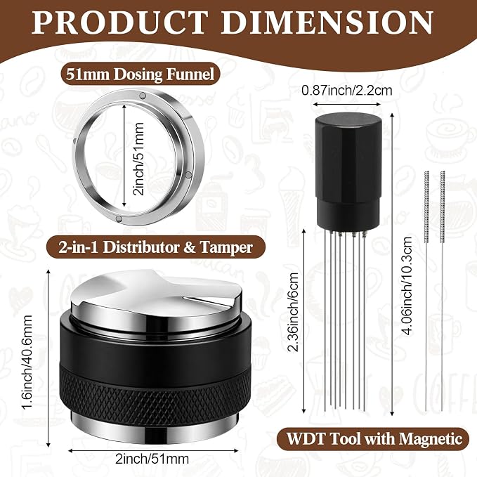 3 Pcs 51mm Espresso Accessories Kit, Include 2 in 1 Coffee Distributor and - Image 2