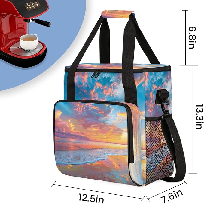 Hawaiian Beach Themed Coffee Maker Carring Bag, Large Insulated Storage - Image 2