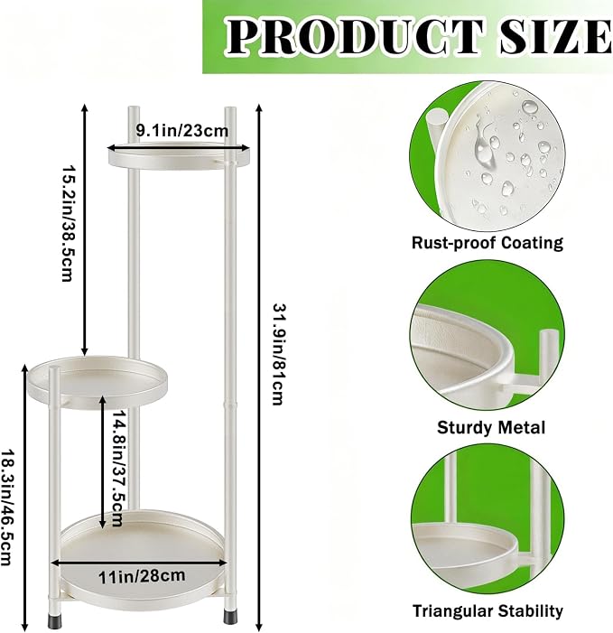 Plant Stand Indoor Tall, Metal Flower Pot Stands Outdoor Holders Plant Shelf - Image 2