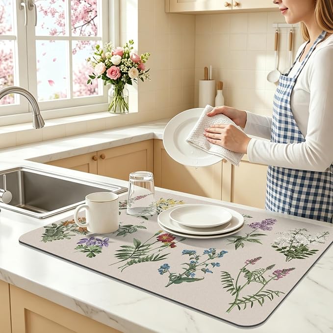 LOKHOM Dish Drying Mat for Kitchen Counter, Dish Drainer Rack Mat for Kitchen - Image 3