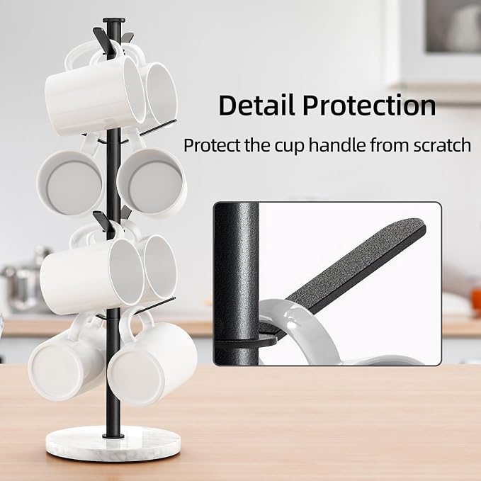 Gypie Marble Mug Holder Tree, 8 Hooks Coffee Cups Stand, New Upgraded Stable - Image 4