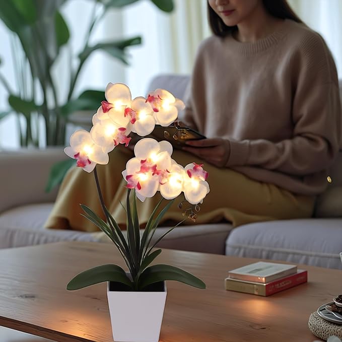 HOMESEASONS Orchid Lamp-LED Lighted Orchid Arrangements, Pre Lit Artificial - Image 7