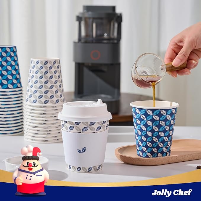 JOLLY CHEF 100 Pack 10 oz Disposable Coffee Cups, Hot Paper Coffee Cups - Image 5