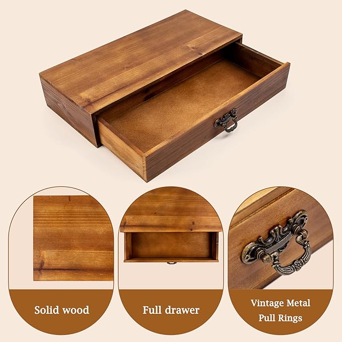 Wooden Drawers Organizer Soild Desktop Drawer Storage Box Organizer - Image 6