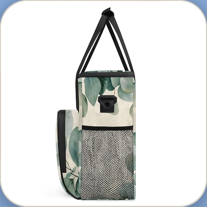 Eucalyptus Leaves Printed Coffee Maker Carring Bag, Large Insulated Storage - Image 4