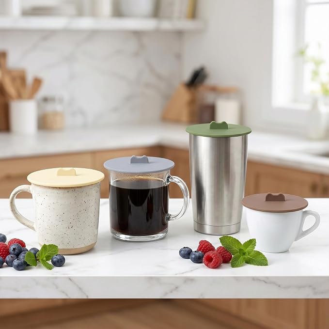 4pcs Silicone Cup Covers, Anti-Dust Reusable Silicone Lids Coffee Mug Cover - Image 3