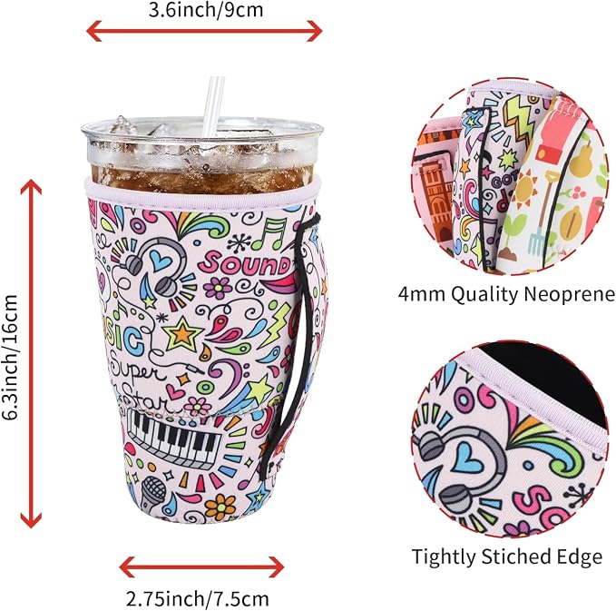 4Pack Reusable Iced Coffee Sleeve Insulator Sleeves - Image 2