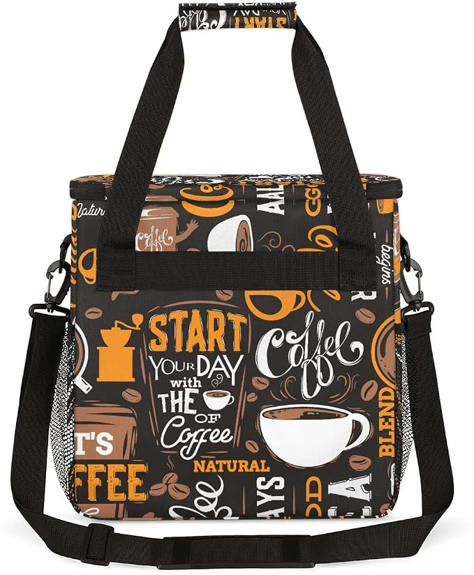 coffee beans cup yellow Coffee Maker Carring Bag Travel Carrying Storage Tote - Image 5