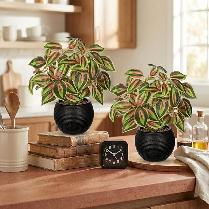 2 Packs Artificial Plants in Black Pot - Image 3