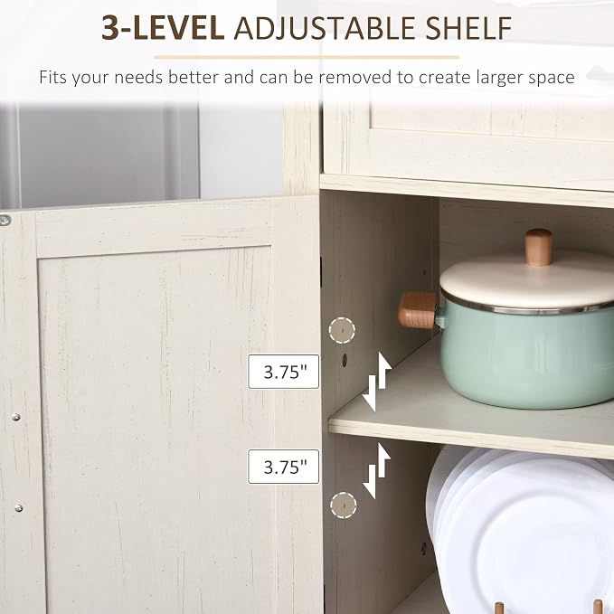 HOMCOM Sideboard with Storage Drawer, Modern Farmhouse Kitchen Cabinet with 2 - Image 6