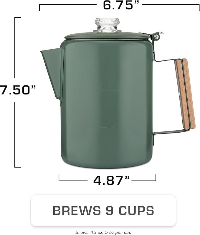 COLETTI Bozeman Green Percolator Coffee Pot — Camping Coffee Makers — Camping’s - Image 2