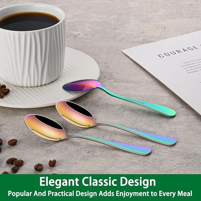 DEHOV 4.7 Inch Coffee Spoon, Rainbow Tea Spoons, Cute Multicolored Mini Spoons - Image 7