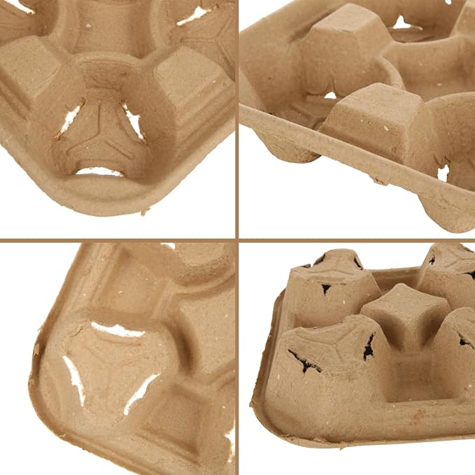 4 Cup Carrier Tray, Biodegradable Cup Holder, Coffee Shops, Restaurants - Image 4