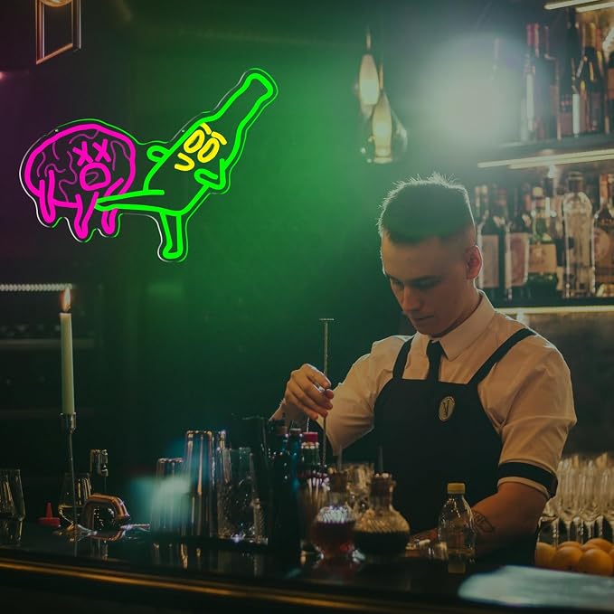 Beer Neon Sign for Wall Decor, Funny Beer Bottle Kicks the Brain, Dimmable Bar - Image 6