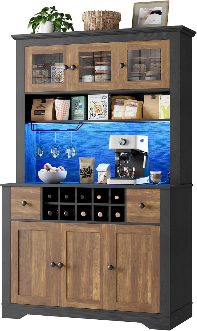 68.7 " Pantry Cabinet with LED Light and Charging Station, Kitchen Pantry by IDEALHOUSE