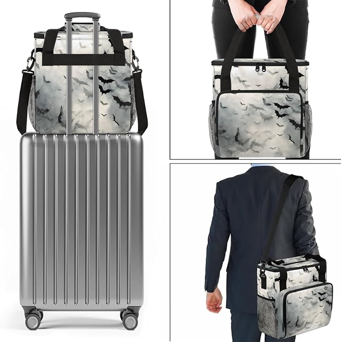 Black Bat Coffee Maker Carring Bag, Large Insulated Storage Organizer Case Tote - Image 7