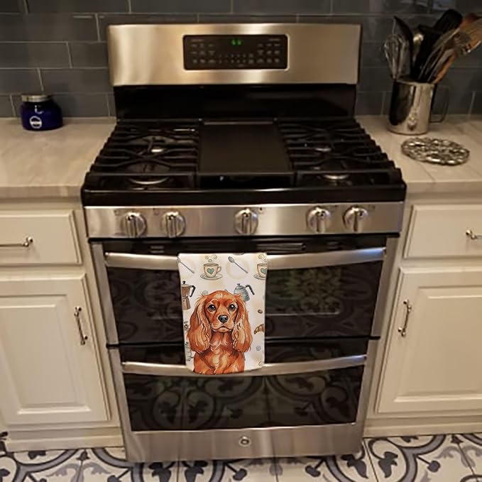 Caroline's Treasures Ruby English Toy Spaniel Coffee Bar Kitchen Towel Velour - Image 5