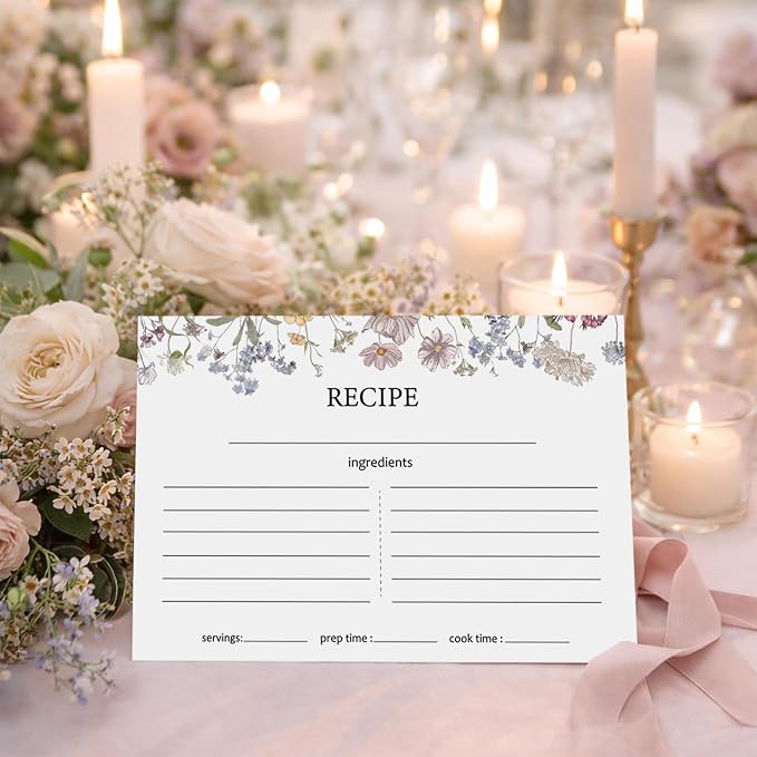 100 Pieces 4x6 Recipe Cards for Wildflower Bridal Shower Weeding Christmas - Image 8