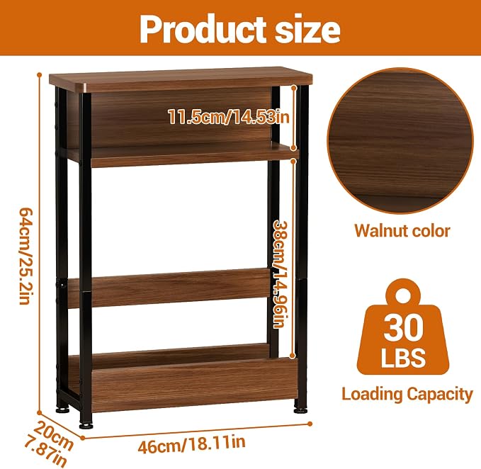 GarveeHome Narrow Side Table for Small Spaces, 3 Tier Small End Table - Image 3