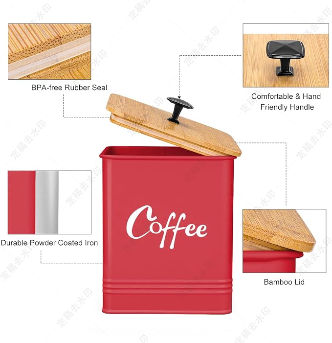 Coffee Canister, Airtight 40 oz Large Iron Black Storage Container - Image 4