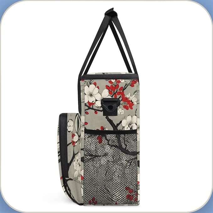 Japanese Cherry Blossom Coffee Maker Carring Bag, Large Insulated Storage - Image 4