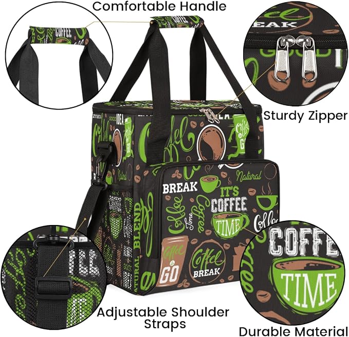 Green Coffee Cafe Maker Carrying Bag Travel Case Compatible - Image 6