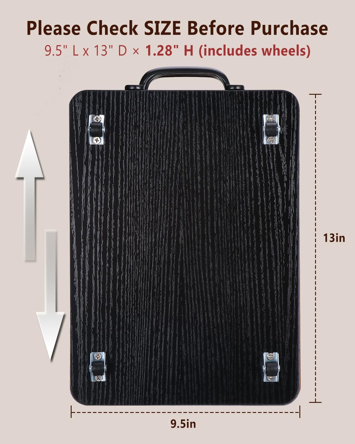 Appliance Slider, Sliding Tray for Coffee Maker, Coffee Pot Slider for Countertop, Kitchen Appliance Rolling Tray with Rubber Wheels,Medium - Long, Black (9.5” X 13”)