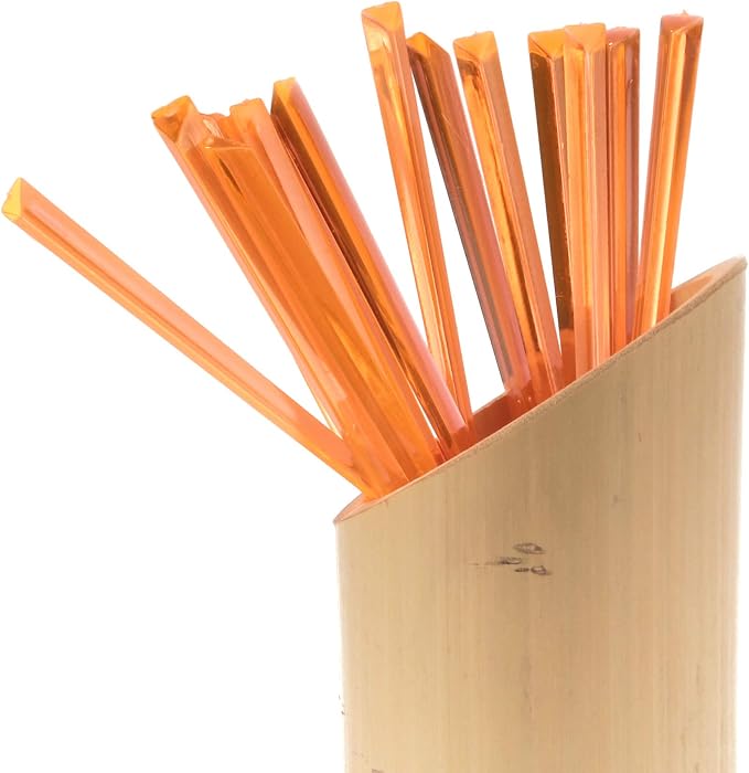 BambooMN - Triangular Prism Plastic Fruit Appetizer Cocktail Pick 3.5" - Orange - Image 2