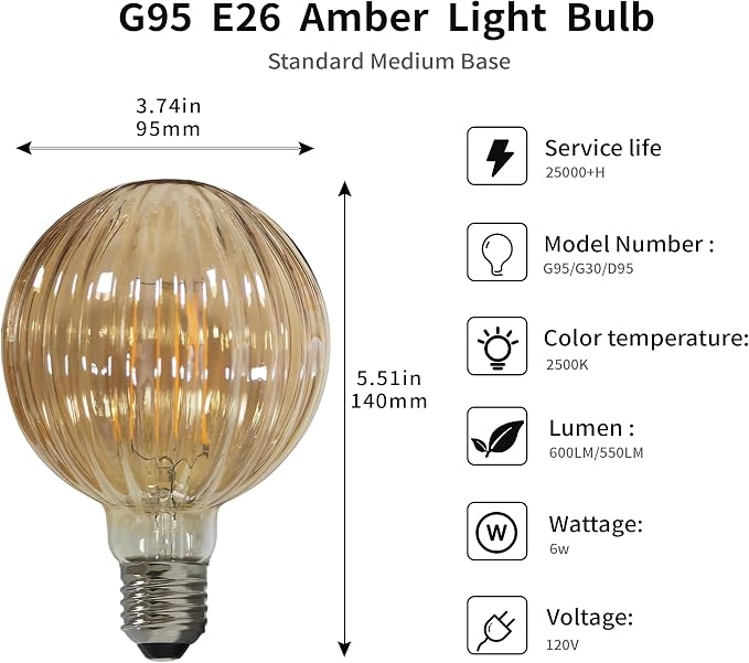 Vintage LED Edison Bulb G30 G95 6W Equivalent 60watt, Restaurants - Image 6