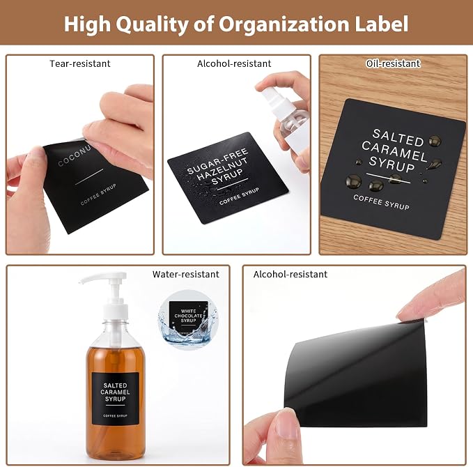72 PCS Coffee Syrup Labels, Preprinted Waterproof Vinyl Syrup Labels - Image 5
