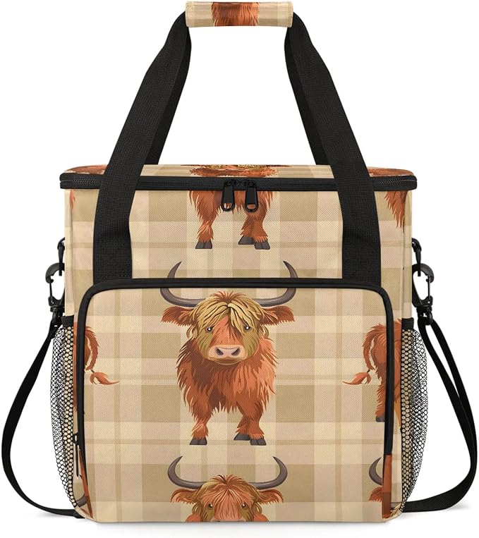 Cow Highland Coffee Maker Carring Bag, Large Insulated Storage Organizer Case by Home