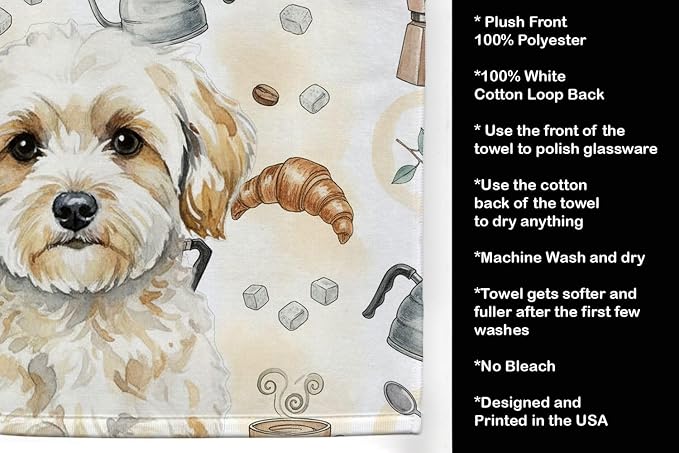 Caroline's Treasures Maltipoo Coffee Bar Kitchen Towel Velour Plush Front and - Image 4