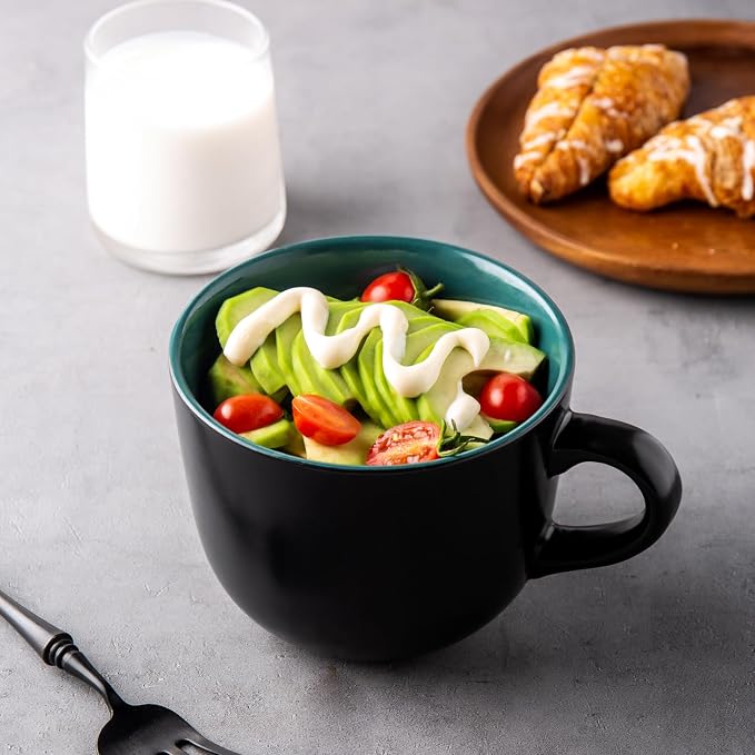 GBhome Ceramic Soup Mugs with Lid, 24 oz Soup Cups with Hanlde - Image 3