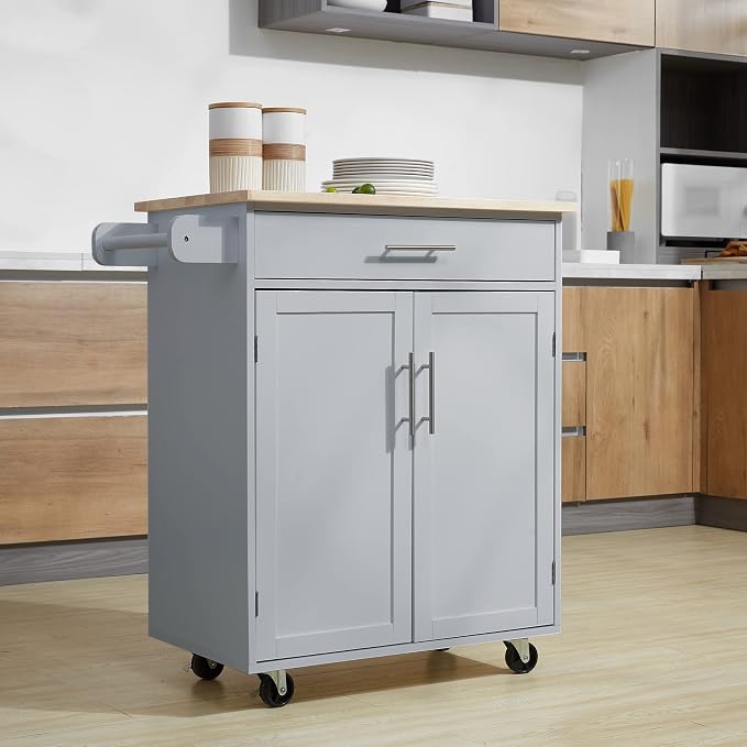 32" Small Kitchen Island Cart on Wheels by EEBUIHUI
