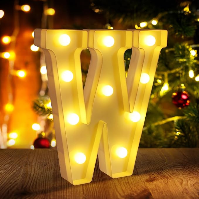 Light Up Letters W, LED Sign Marquee Letters 26 Alphabet by funsky