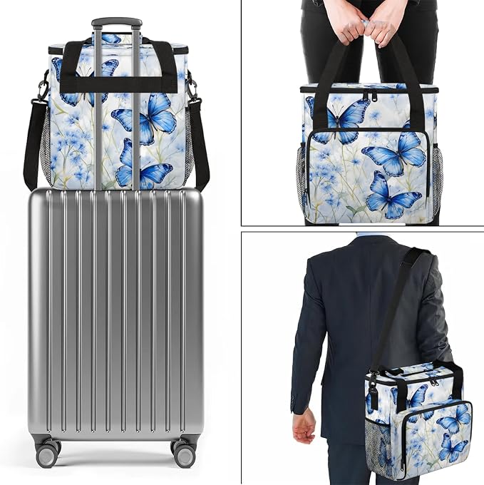 Butterfly Flowers Coffee Maker Carring Bag, Large Insulated Storage Organizer - Image 7