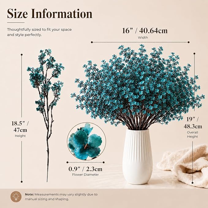 Mandy's 15 Bundles Artificial Teal Baby’s Breath Flowers | 18.5 Inch Silk - Image 3