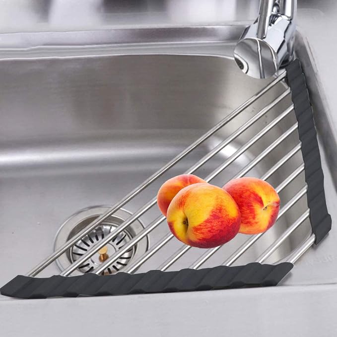 Triangle Dish Drying Rack for Sink Corner Roll Up Dish Drying Rack Folding - Image 5