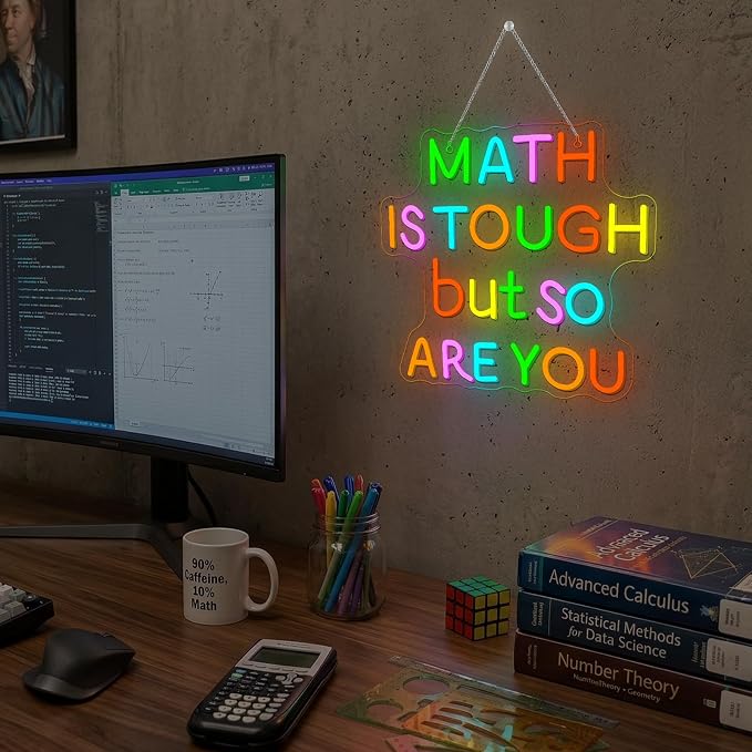 Classroom LED Sign Math Is Tough But So Are You Neon Sign - Image 8