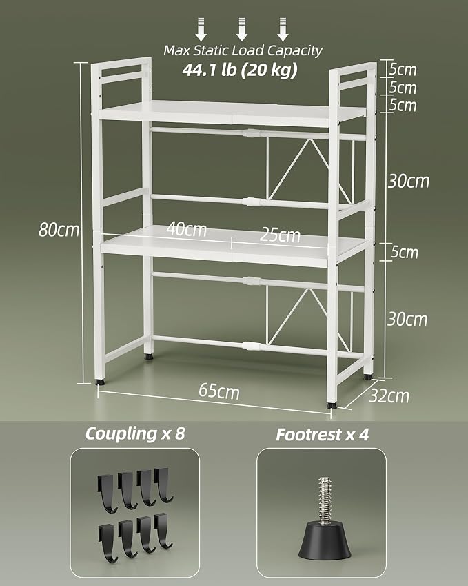 NETEL Expandable Microwave Stand, 3 Tier Metal Kitchen Countertop Organizer - Image 3