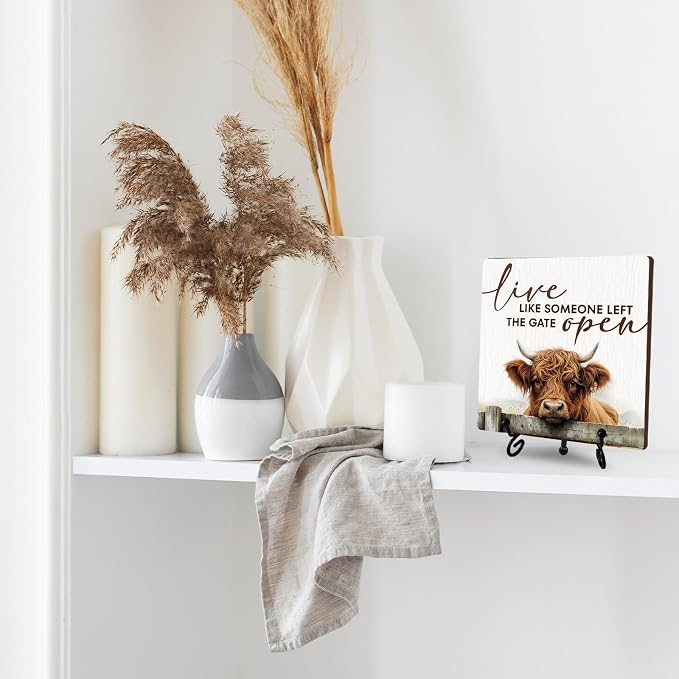 Fun Highland Cow Ornament, 5 Inch Live Like Someone Left The Gate Open Decor - Image 5