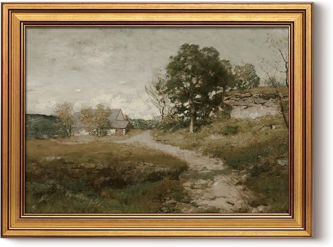 ARPEOTCY Gold Framed Canvas Wall Art, Country Road Landscape Art Prints by ARPEOTCY