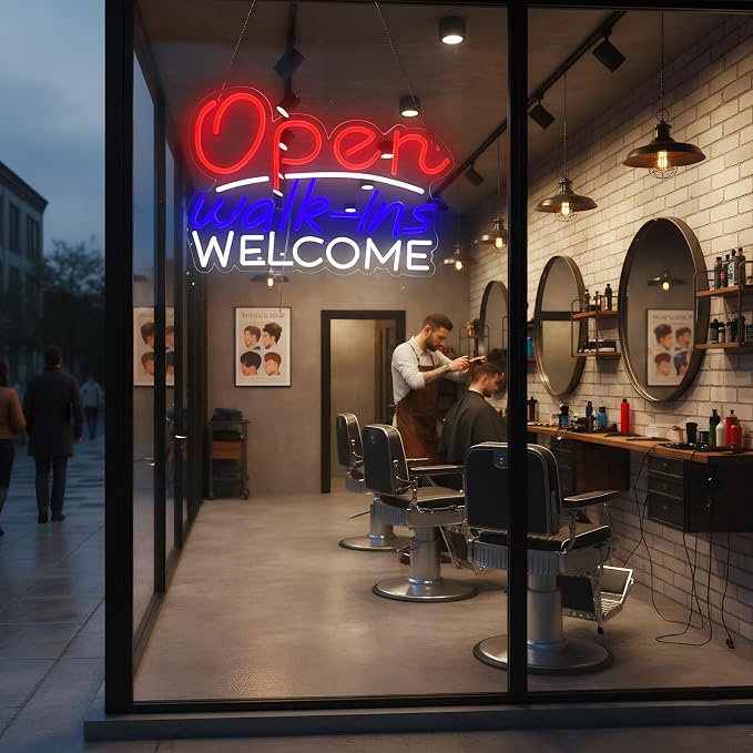 Walk-ins Welcome Open Neon Sign - Image 3