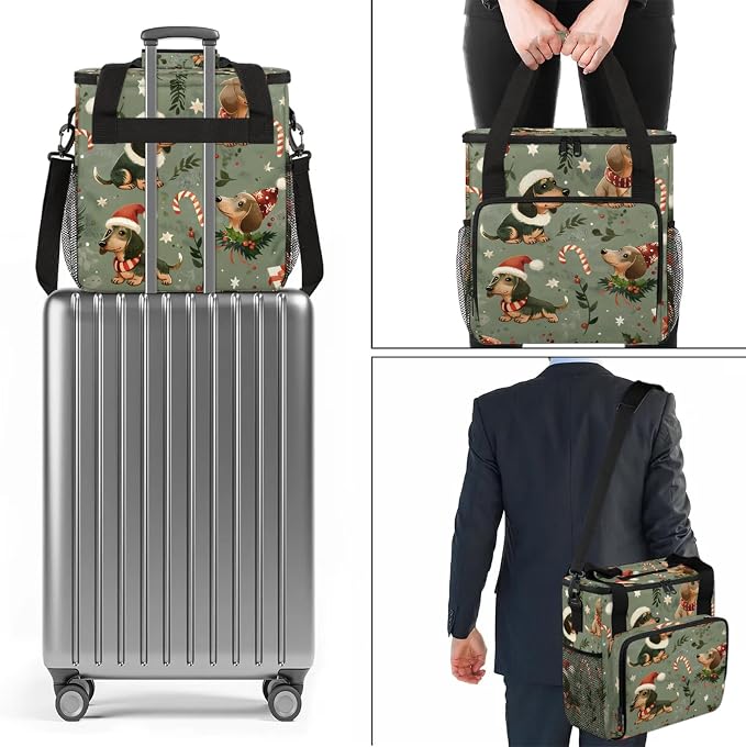 Cute Christmas Dogs Coffee Maker Carring Bag, Large Insulated Storage Organizer - Image 7