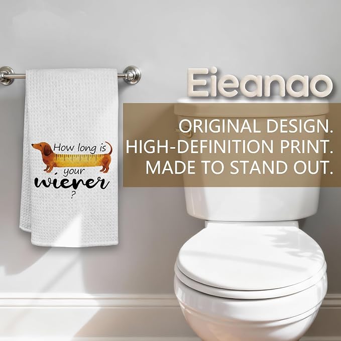 Wiener Dog Hand Towel, Dark Humor Bathroom Decor - Image 4