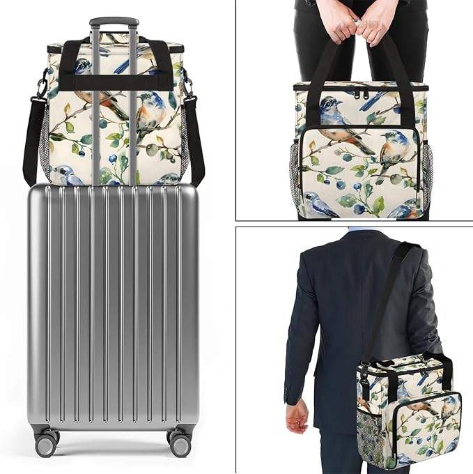Bird Vintage Coffee Maker Carring Bag, Large Insulated Storage Organizer Case - Image 7